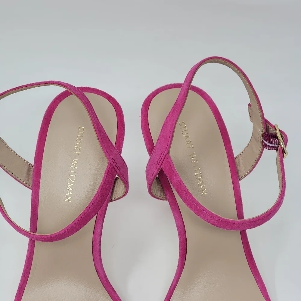 Stuart Weitzman Womens Dancer Twistie 100 Suede Pink Stiletto Heels Size 7.5 New - Picture 8 of 10